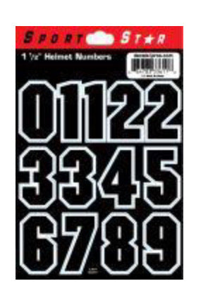 Sportstar 1.5” Helmet Decal W/White Outline - Black