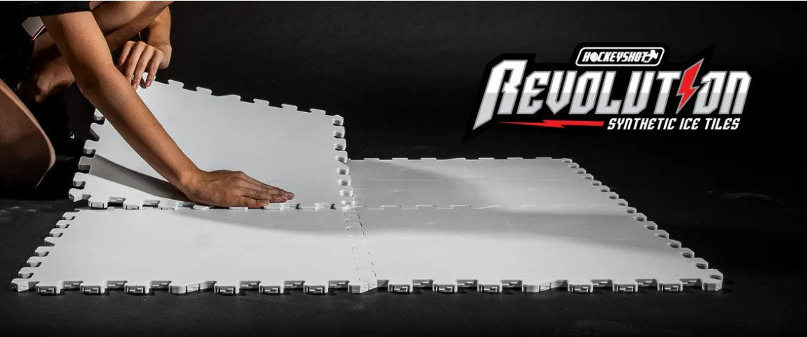 HOCKEYSHOT Synthetic Skateable Ice Revolution Hockey Tiles (Pack of 10) 45.7cm x 45.7 cm)